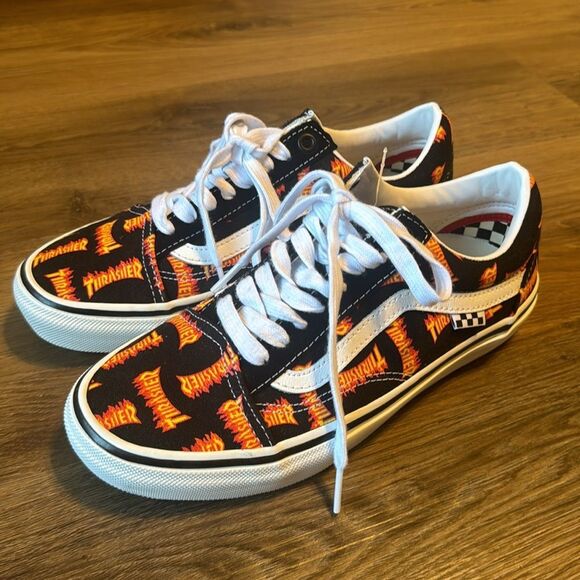 Vans x Thrasher Skate Old Skool Black Multi Logo Canvas Shoes mens 7 women’s 9 - Picture 5 of 10